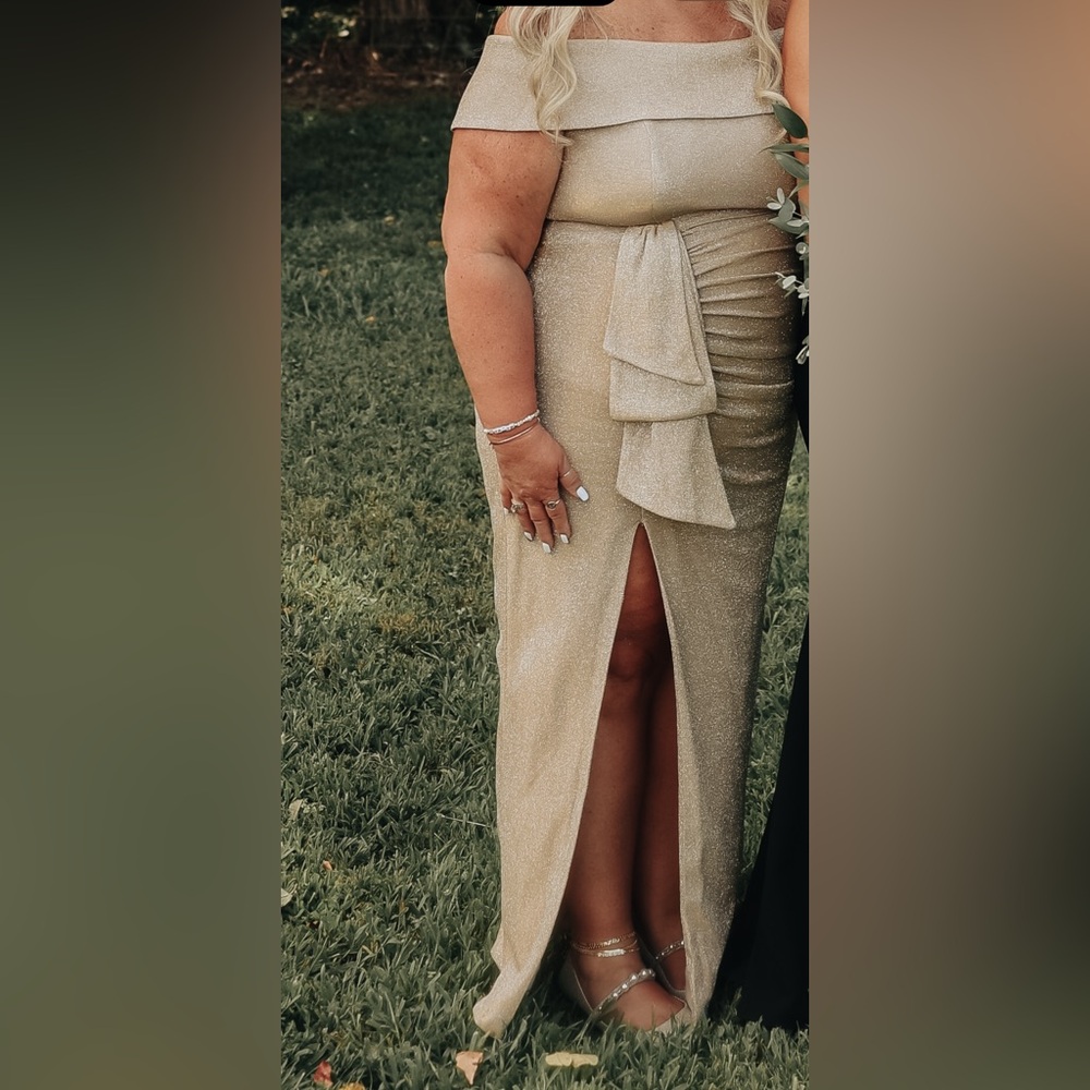 JCPenney Gold Off-Shoulder Dress